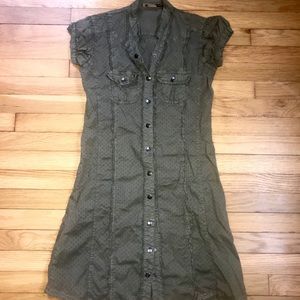 Military inspired hunter green dress